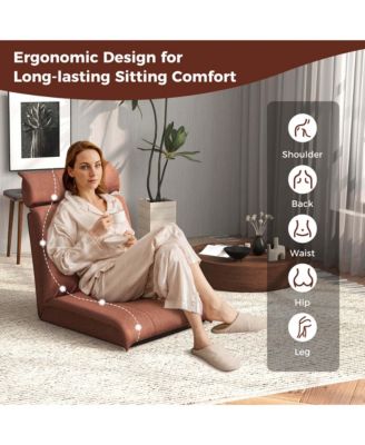 1-Pc Fabric Folding 14-Position Adjustable Backrest with Adjustable Headrest – gaming floor chair