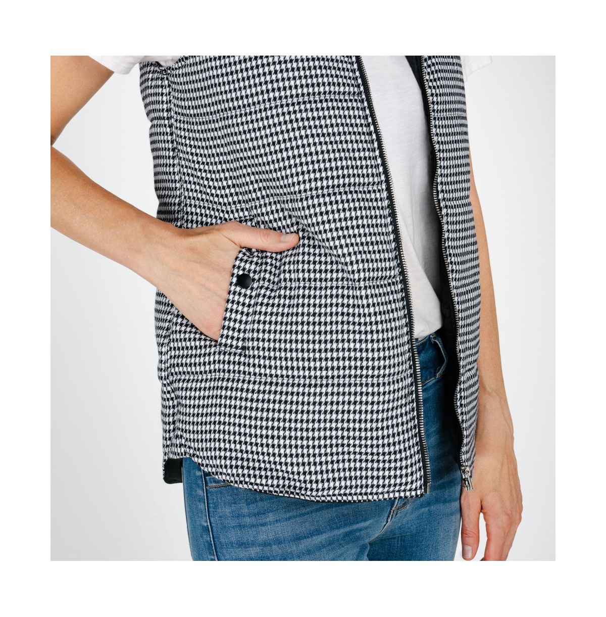 Amalli Talli Women's Windsor Tall Houndstooth Vest - Black and white