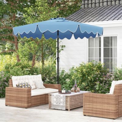9 FT Patio Umbrella 2-Tier Market Table Umbrella with Sun-Protective Canopy