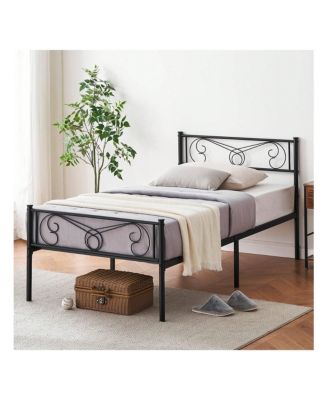 Metal Platform Bed Frame With Headboard And Footboard, Steel Slat Support And Mattress Foundation, No Box Spring Needed