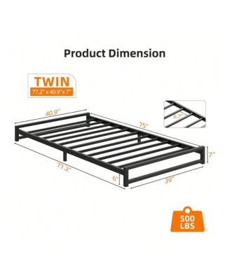 6 Inch Metal Platform Bed Frame With Steel Slat Support, Mattress Foundation And No Box Spring Needed, Easy Assembly