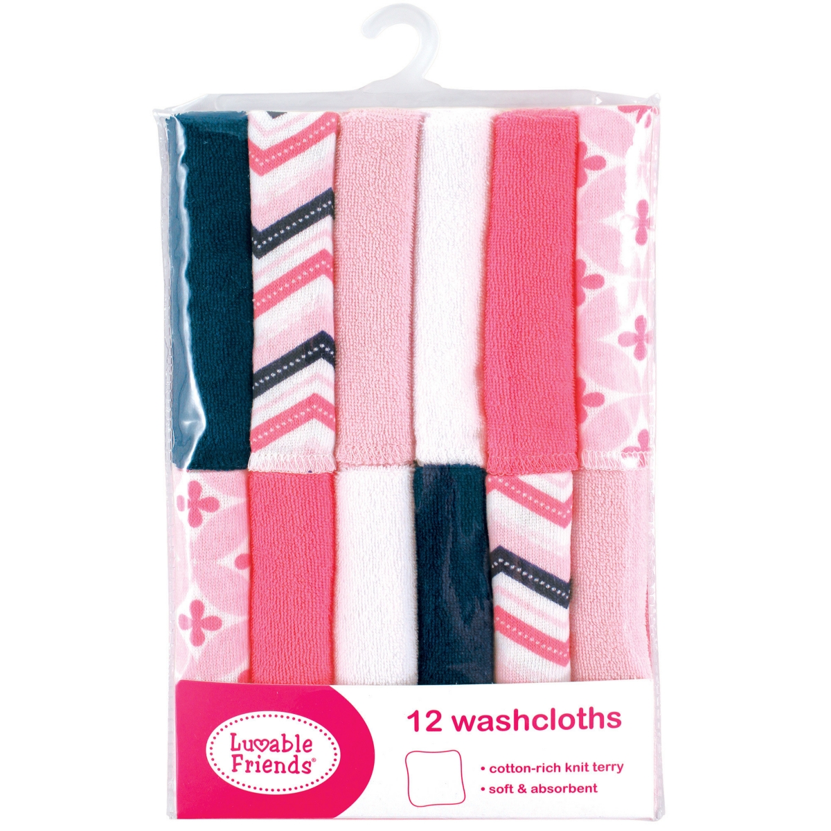 Luvable Friends Baby Girl Cotton Rich Washcloths