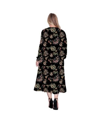 Plus Size Floral-Print Long Sleeve Maxi Wrap Dress