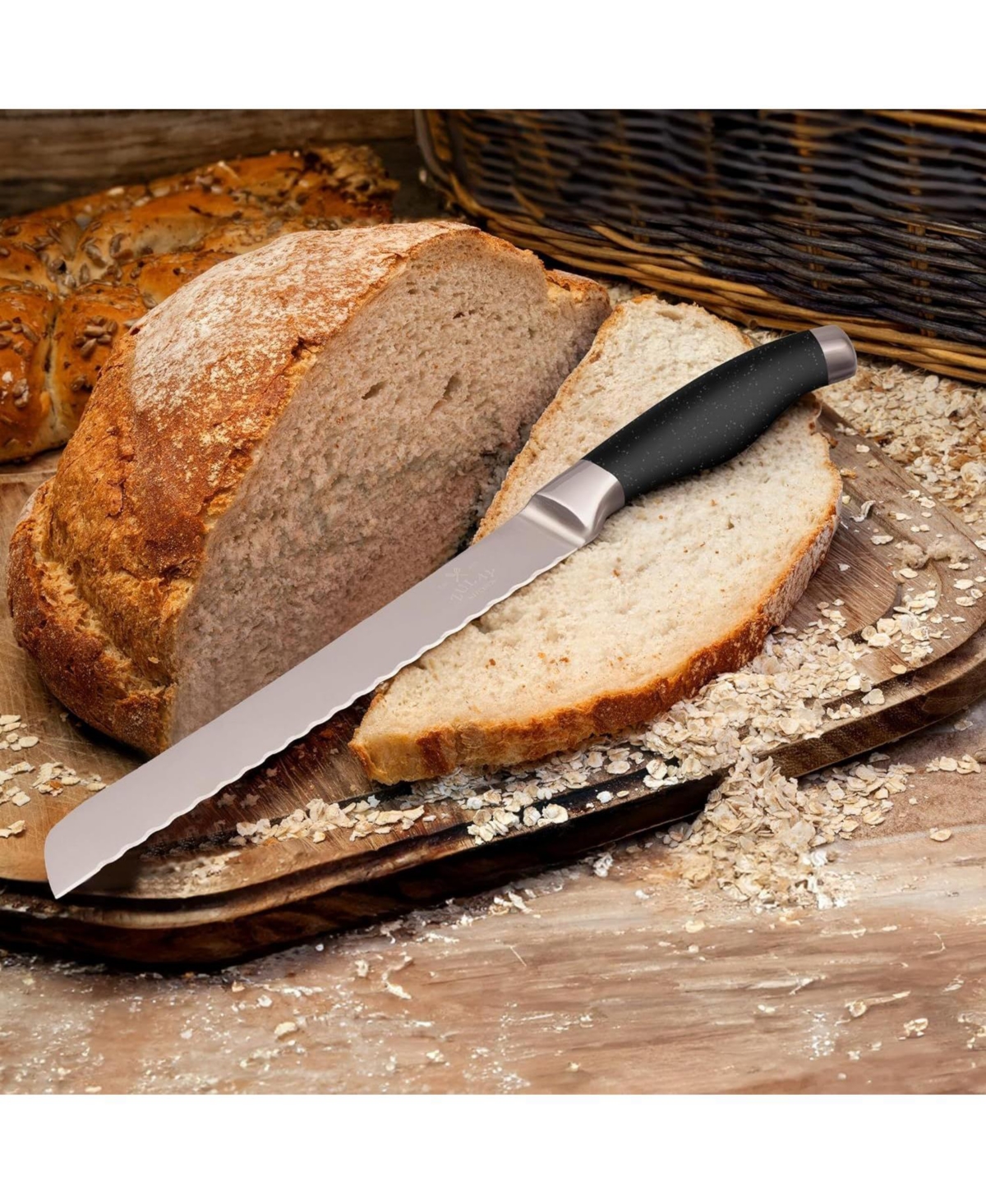 Zulay Kitchen Serrated Bread Knife - Stainless Steel Bread Knife for Homemade Bread, Cake, Bagel
