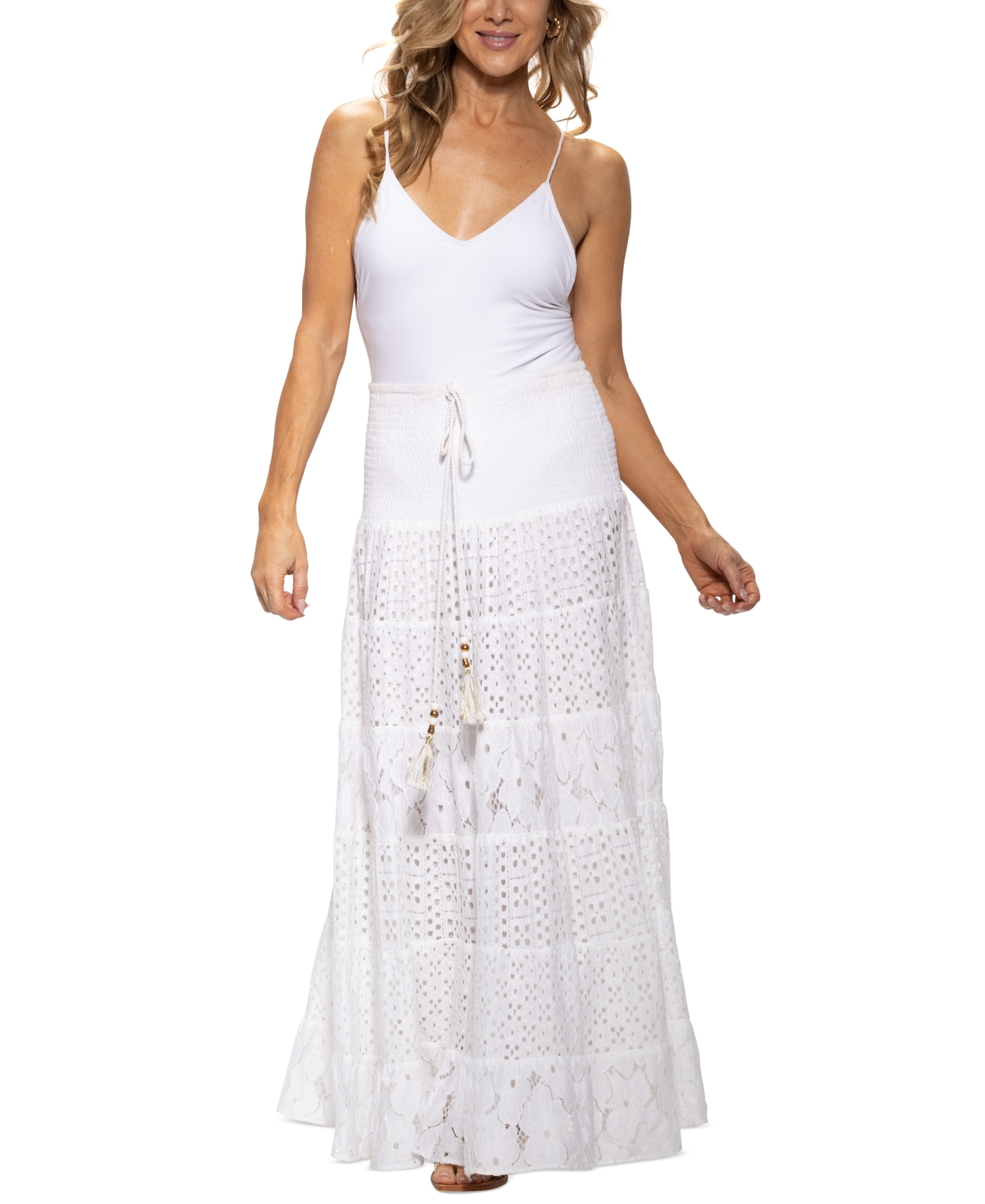 Dotti Women's Cotton Eyelet Convertible Cover-up In Optic White