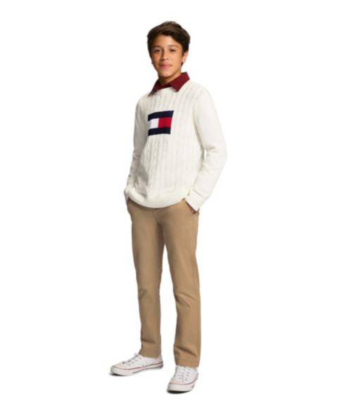 Брюки Tommy Hilfiger Academy Flat Front Stretch Chino для мальчиков, цвет: Золотой хаки
