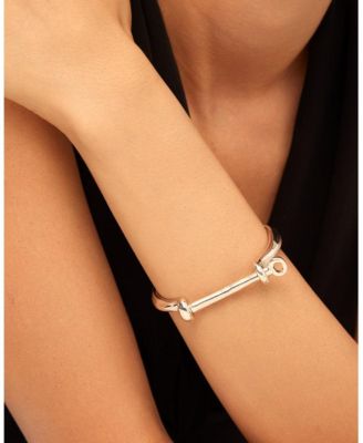 Sterling Silver and 18k Gold Plated Shackle-Shaped Clasp Bracelet