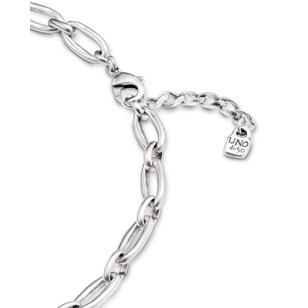 Unode50 Metal Alloy Medium Oval Links Necklace In Silver