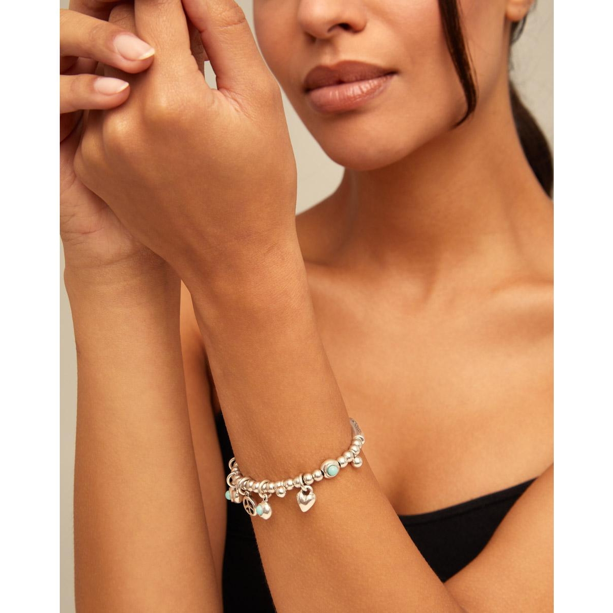 Unode50 Sterling Plated Beaded Bracelet With Charms In Silver