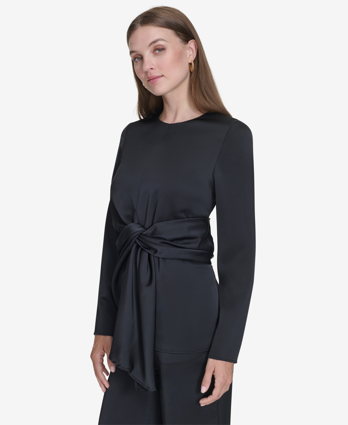 Halston Women's Twist-Front Long-Sleeve Blouse
