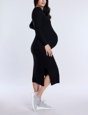 Maternity Crew Neck Rib Knit Long Sleeve Column Dress - Motherhood