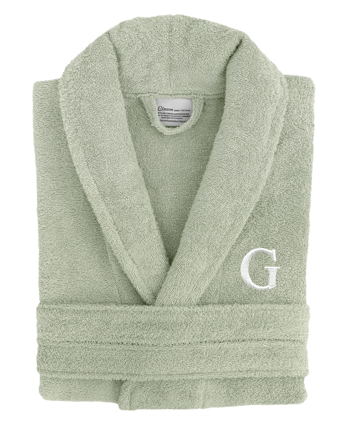 Linum Home Bookman Font 100% Turkish Cotton Unisex Terry Bathrobe In Green G