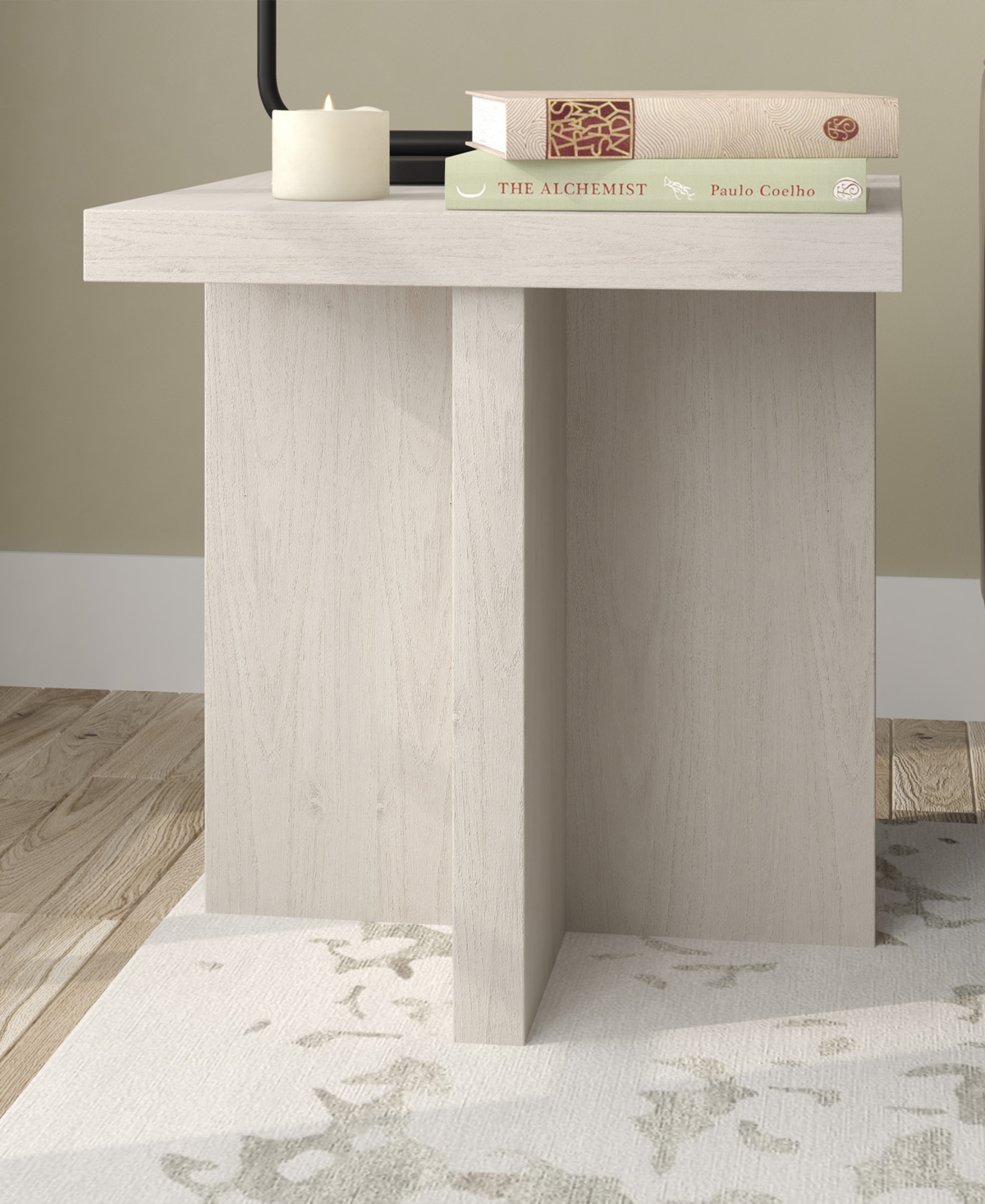 Hudson & Canal 22" Elna Wide Square Side Table In Alder White