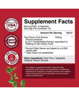 Tart Cherry Capsules, Advanced Uric Acid Cleanse and Joint Support Supplement, Nature's Craft, 120ct