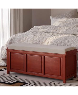 Solid Wood Storage Bench with Open Top, Removable Tray, and Foam Cushion for Entryway or Bedroom