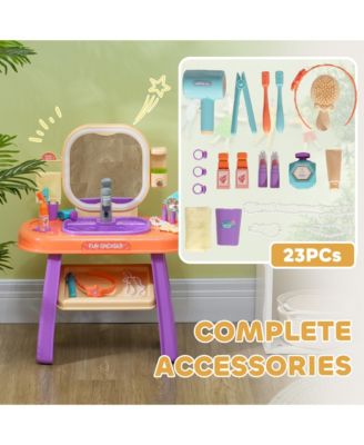 Kids Vanity Set with Mirror, LED Light, Music, 23 Accessories
