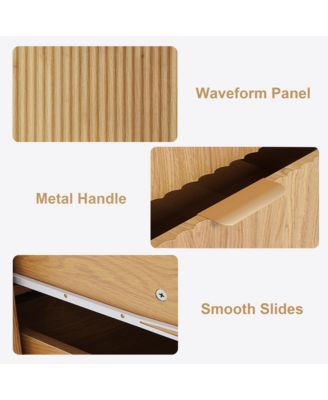 Brown 6 Drawer Dresser for Bedroom, 56” Wide Wood Dresser Organizer with Metal Legs