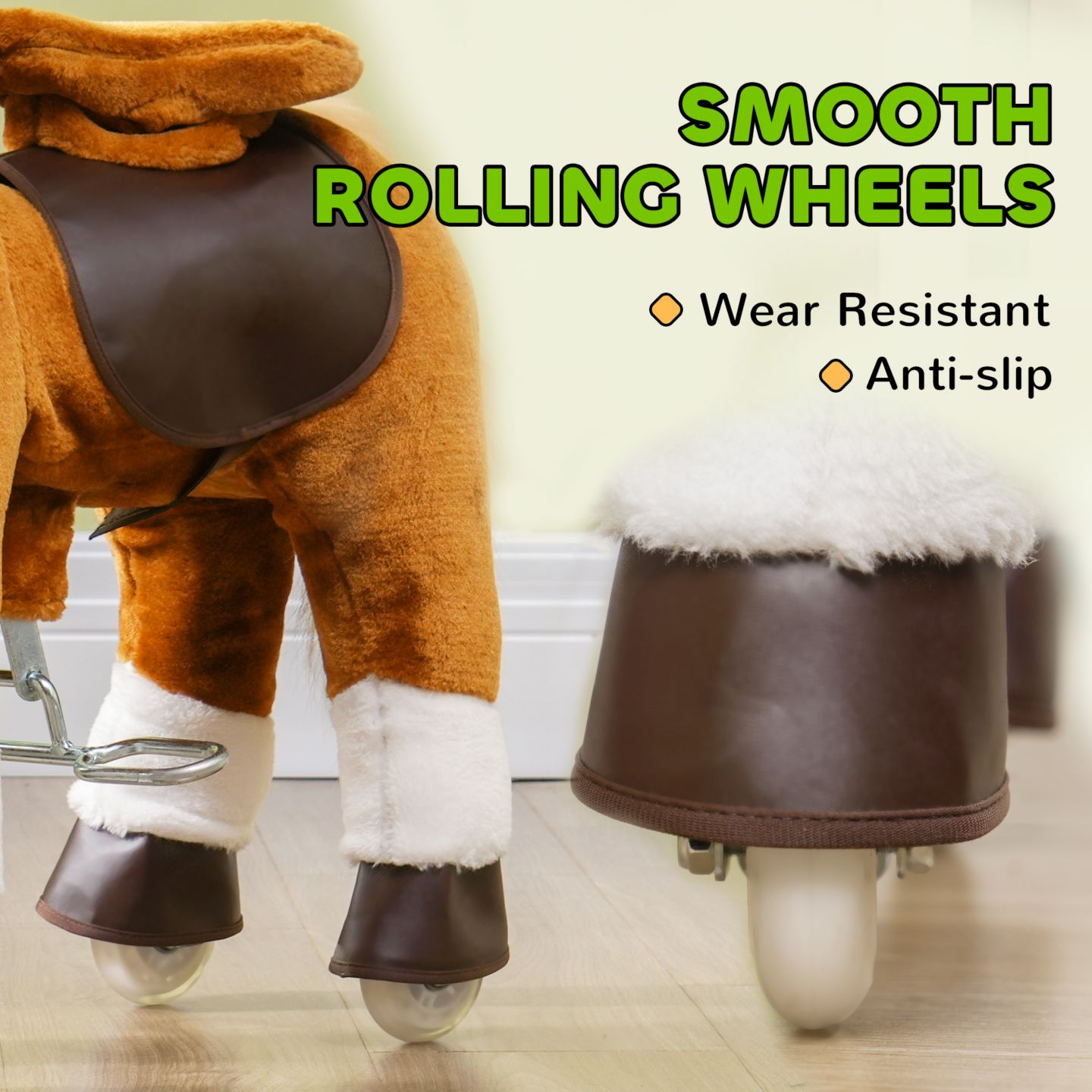 Детская мягкая игрушка Qaba Plush Ride-On Horse with Sound Effects, 132 lbs Capacity, Ages 3-7, цвет: Коричневый — фото 8
