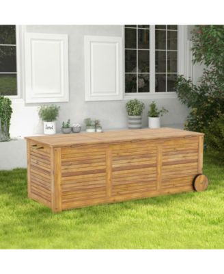 Rolling Patio Deck Box with 2 Wheels and Side Handle for Outdoor