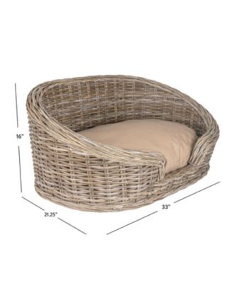 Curvy Classic Handwoven Rattan Pet Bed with Machine-Washable Cushion