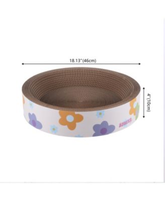 Daisy 18.13" Modern Cardboard Bowl Cat Scratcher with Catnip, White/Multi (Set of 2)