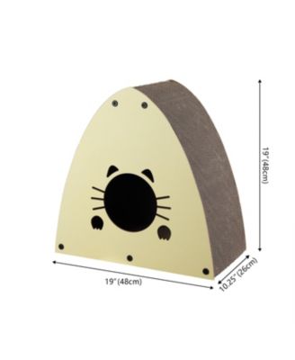 Koko 19" Modern Cardboard Triangle Cat Cave Scratcher with Catnip, Almond