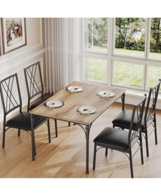 Dining Table Set for 4, Kitchen Table Set with Upholstered Bench, Dining Room Table Set for 4-6 with Cozy Cushion, 3 Piece Dining Table Set for Small Space, Apartment, Burlywood