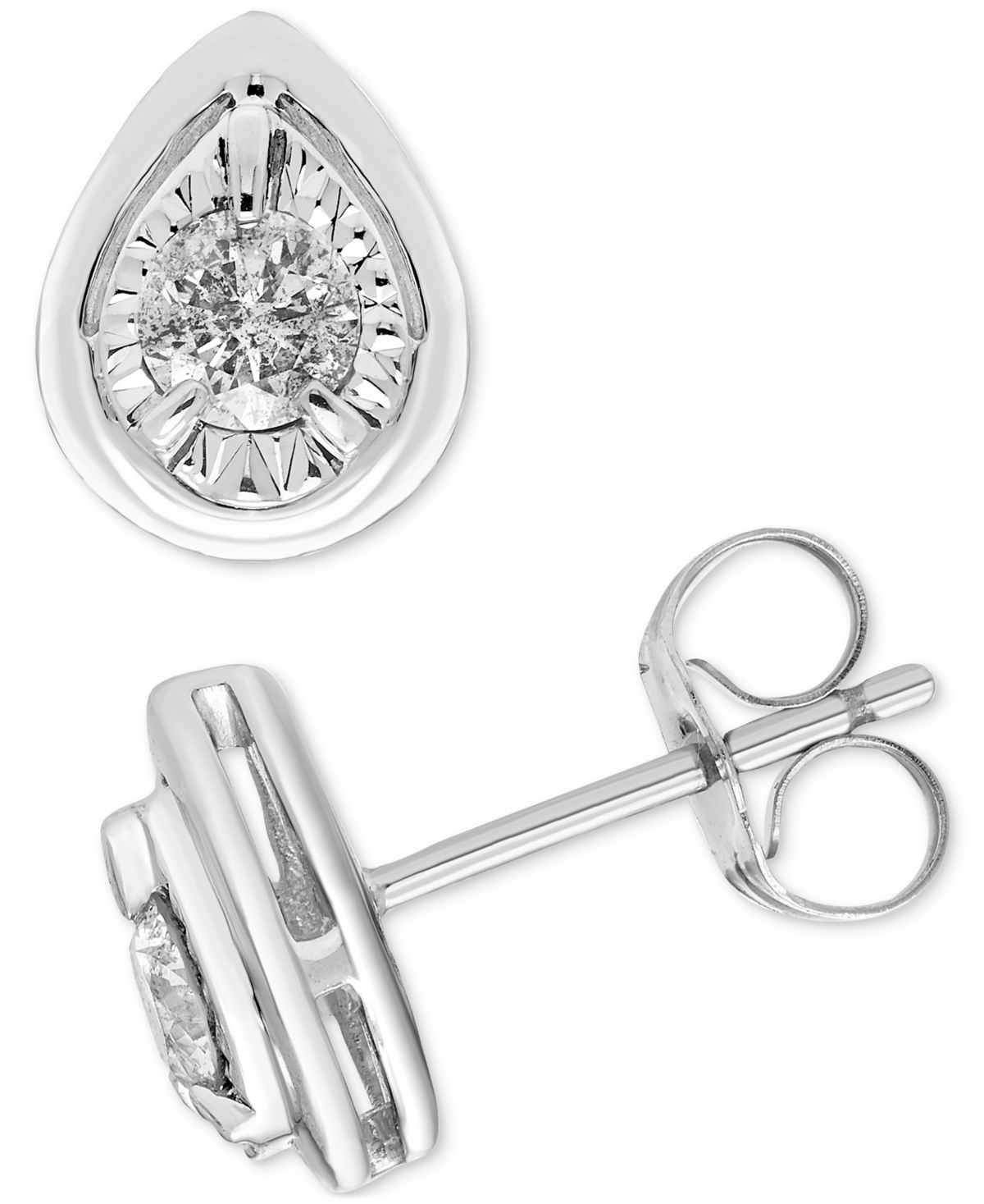 MACY'S DIAMOND PEAR FRAME STUD EARRINGS (1/4 CT. T.W.) IN 14K WHITE GOLD 