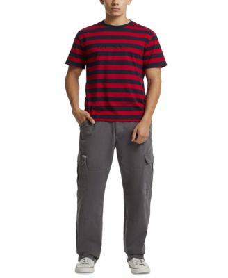 Men's Regular-Fit Stripe Embroidered Logo Graphic T-Shirt