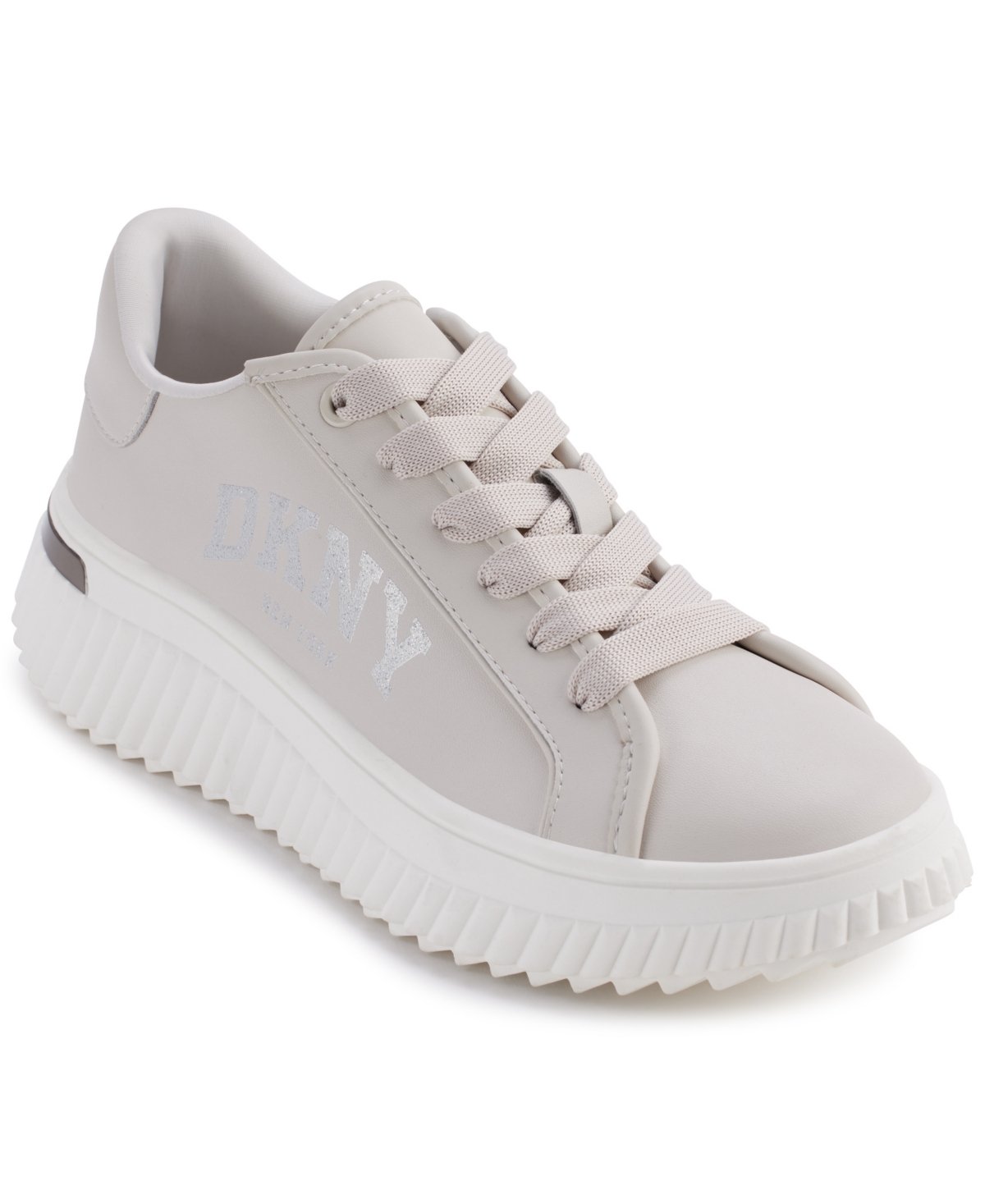 Shop Dkny Women's Larissa Lace Up Platform Sneakers In Soft White