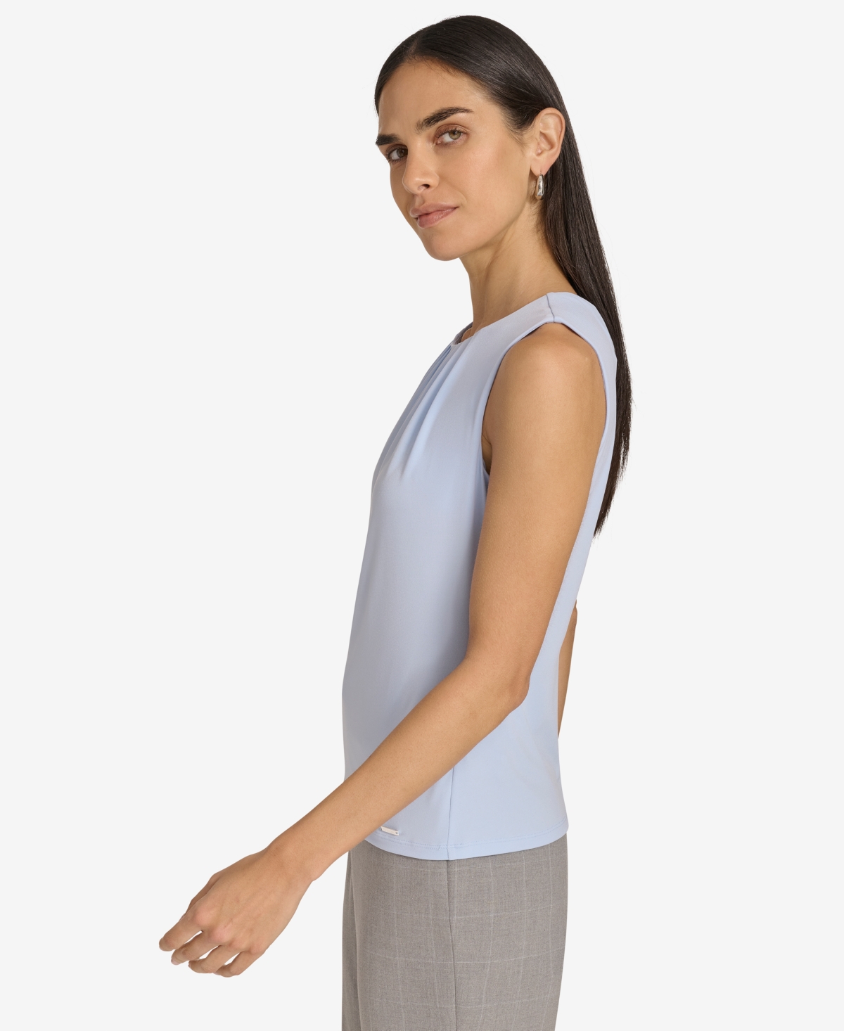 Calvin Klein Womens Pleated Polyester Blouse In Sky