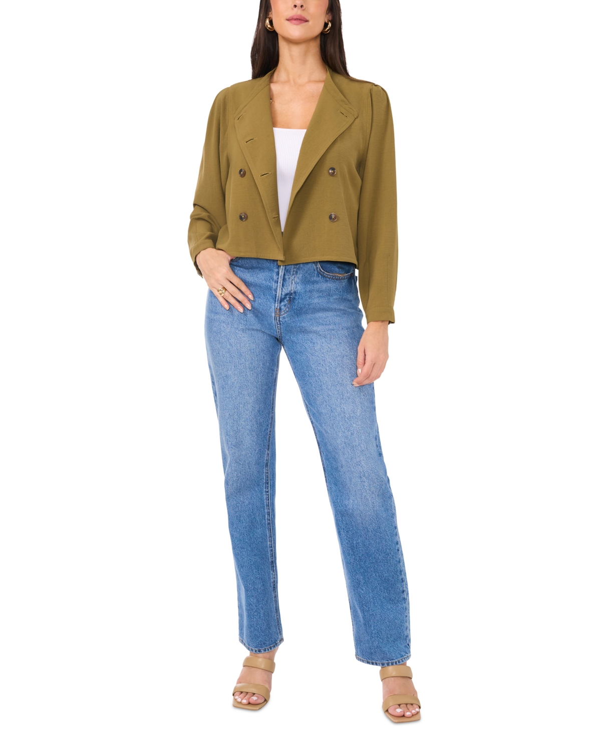 VINCE CAMUTO WOMEN'S DOUBLE-BREASTED CROPPED JACKET 