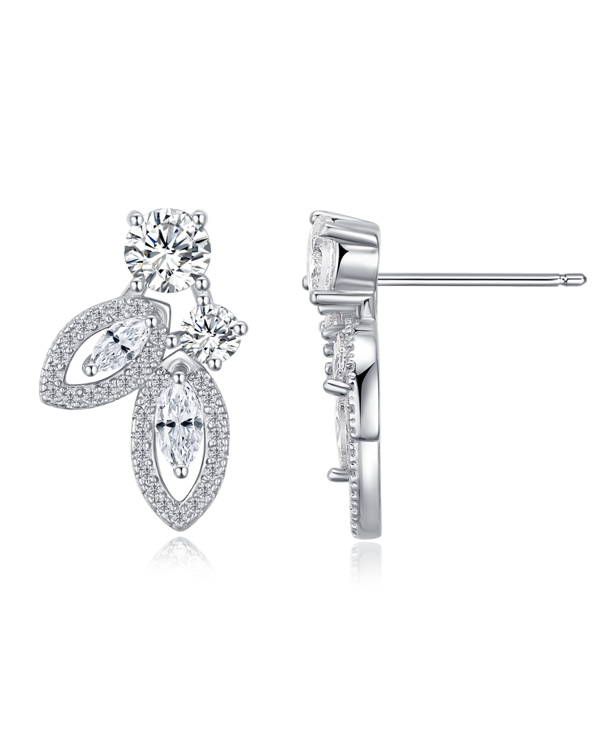 Macy's Cubic Zirconia Leaf Dangle Drop Earrings In Silver