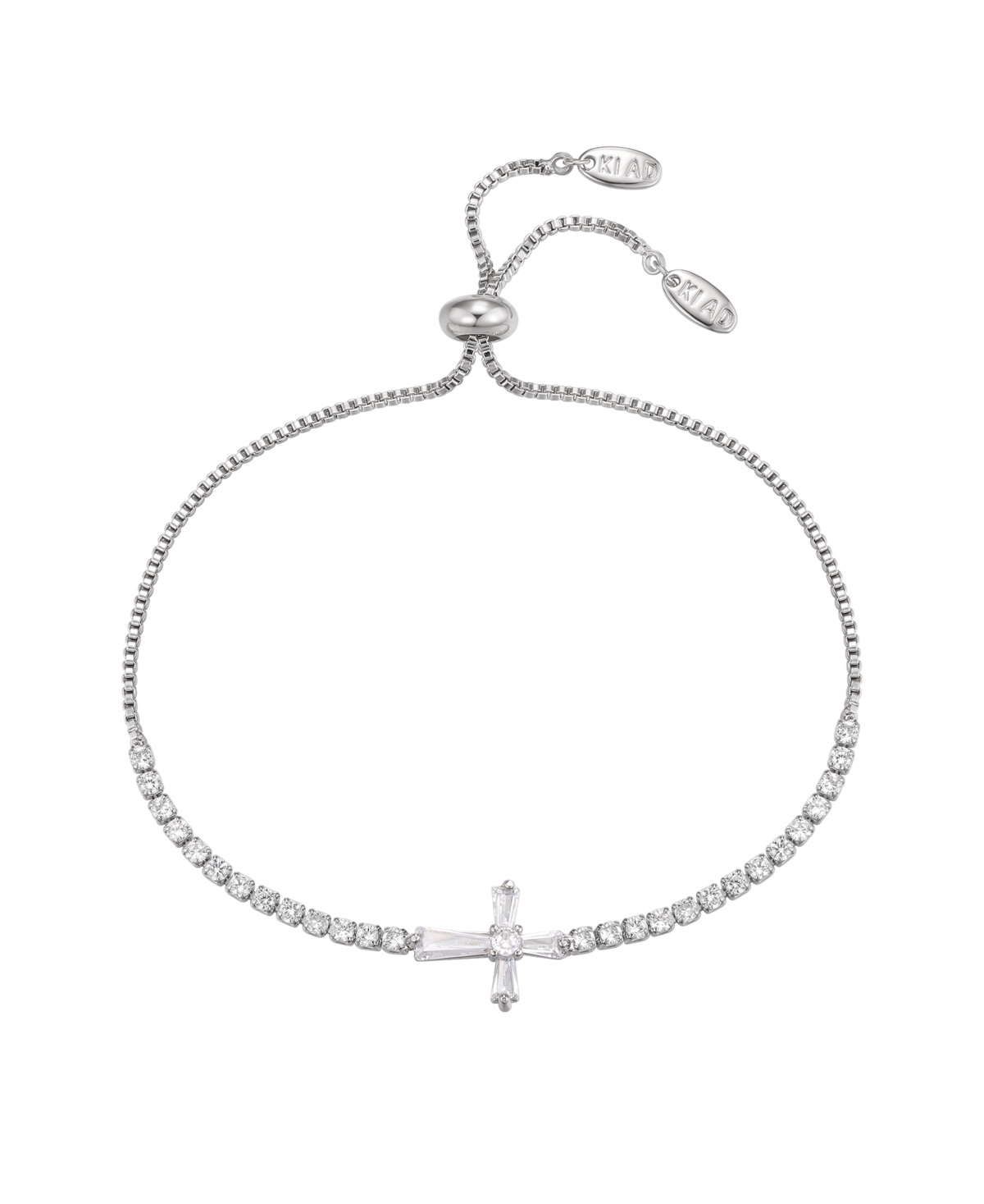 MACY'S CUBIC ZIRCONIA CROSS ADJUSTABLE BRACELET 