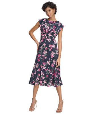 Calvin Klein - Women's Floral-Print Gathered-Waist Dress