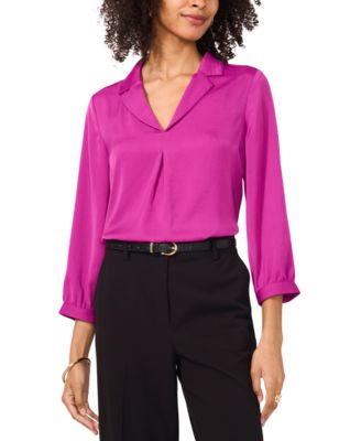 Vince Camuto - Women's Solid-Color Camp-Collar Pullover Blouse