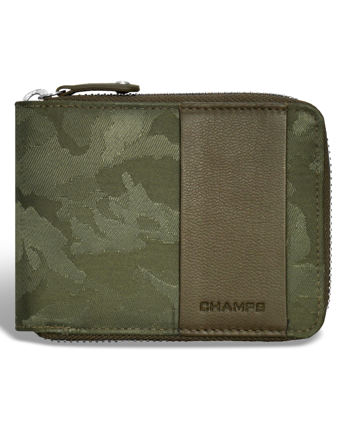 Shop Champs Men's Camo Collection Leather Zip Around Wallet In Green
