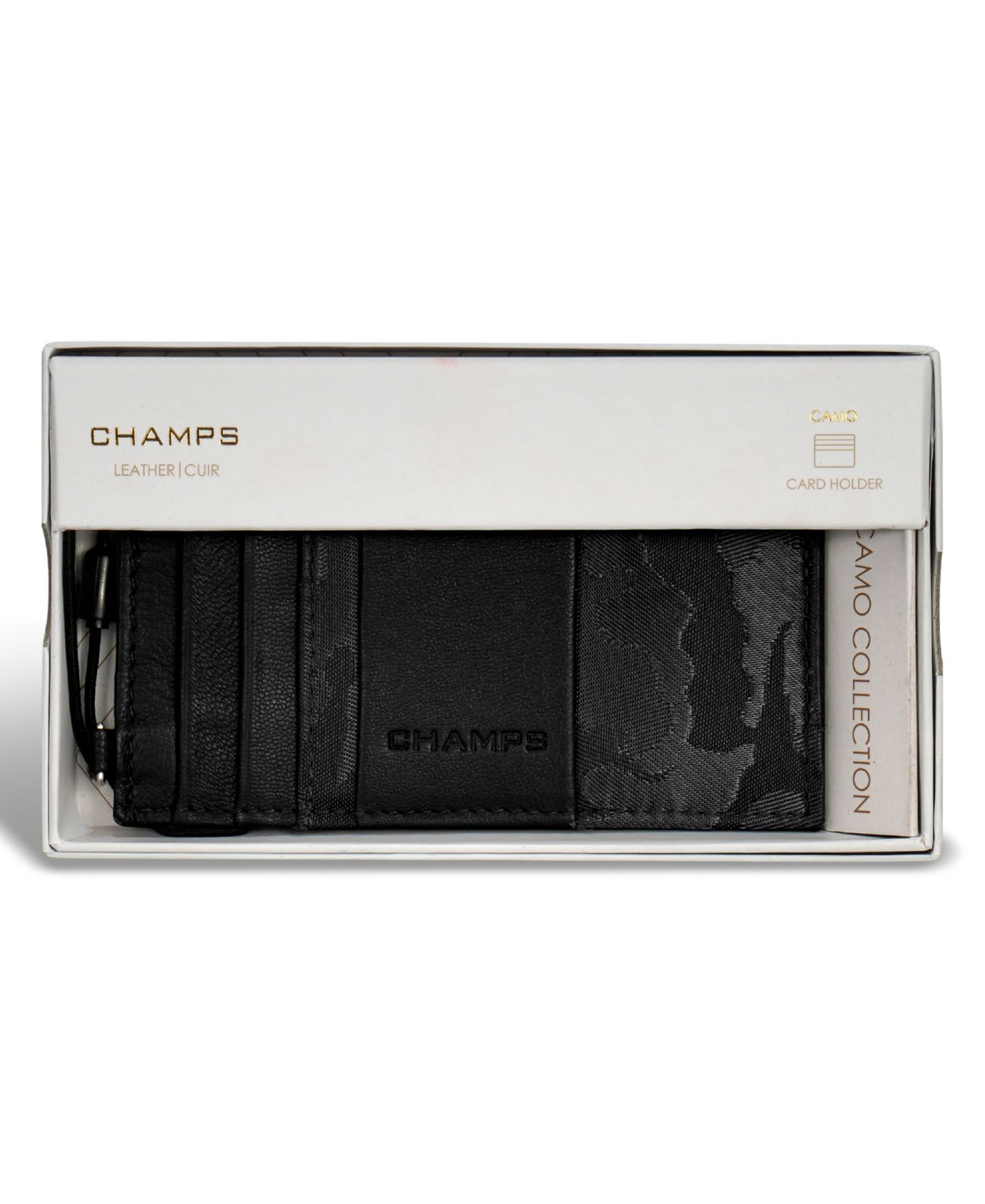 Мужской тонкий кожаный картхолдер Champs Camo Collection, цвет: Чёрный — фото 5