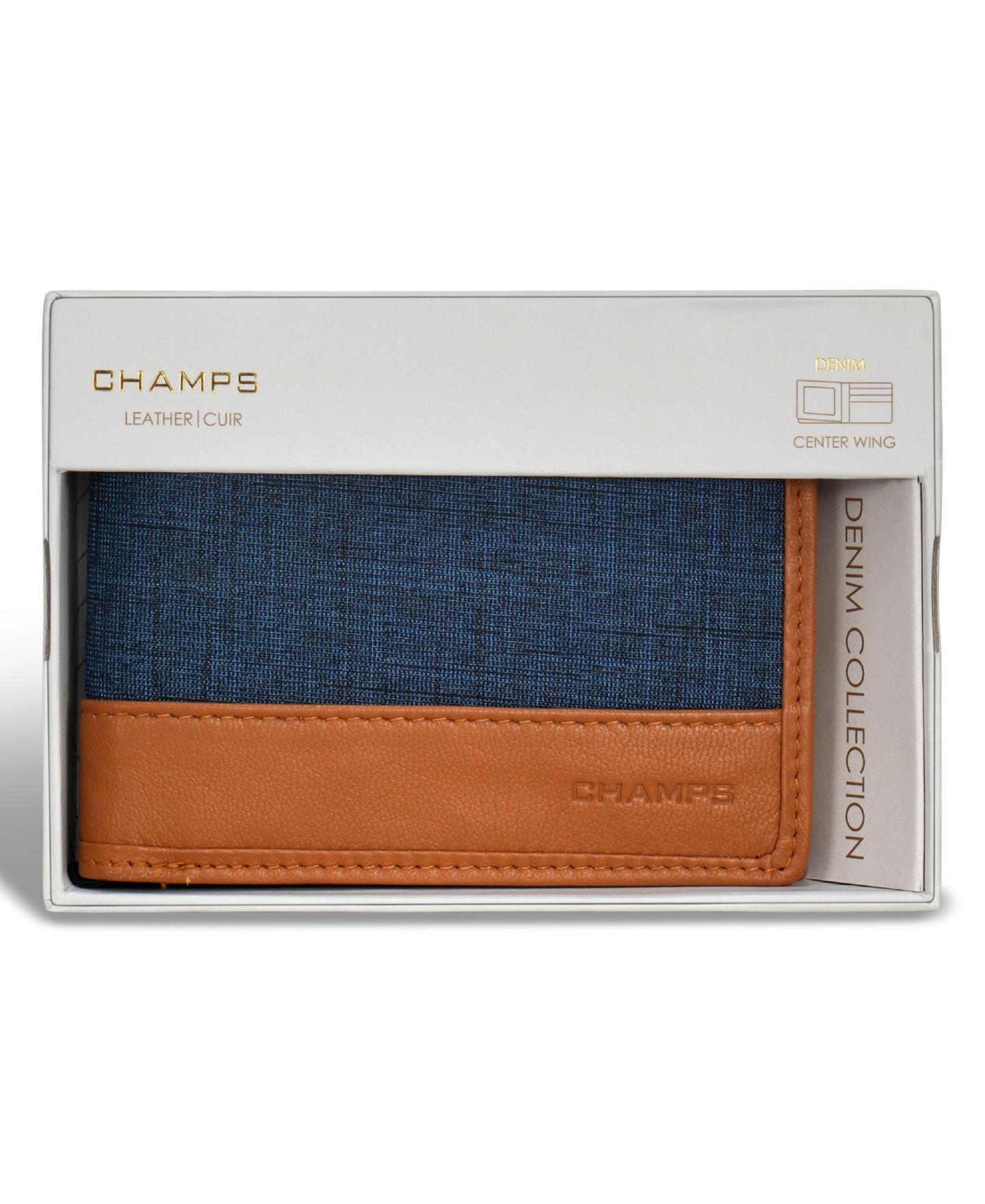 Мужской кошелёк CHAMPS Denim Collection Leather Center Wing Wallet, цвет: Чёрный — фото 11