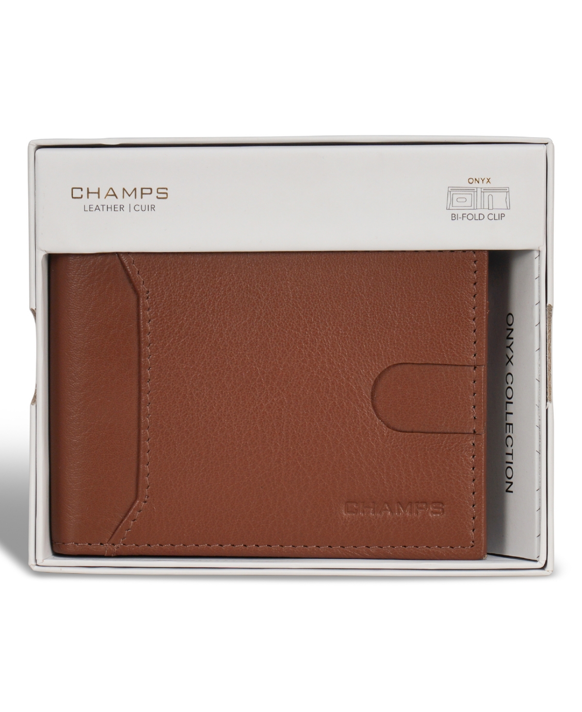 CHAMPS MEN'S ONYX COLLECTION LEATHER BI-FOLD CLIP WALLET 