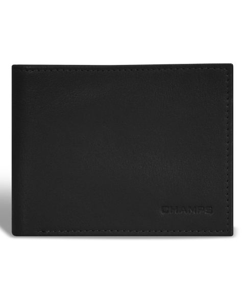 CHAMPS Men's Onyx Collection Leather Center Wing Wallet