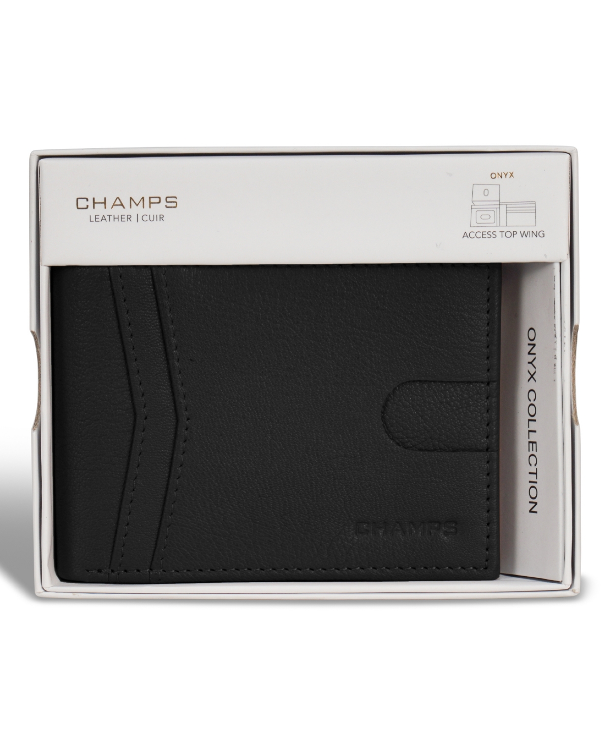 CHAMPS MEN'S ONYX COLLECTION LEATHER ACCESS TOP WING WALLET 
