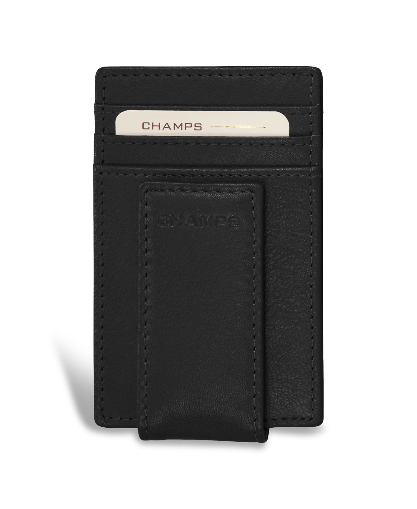 Мужской кошелёк CHAMPS Onyx Collection Leather Mag Card Case, цвет: Чёрный — фото 1