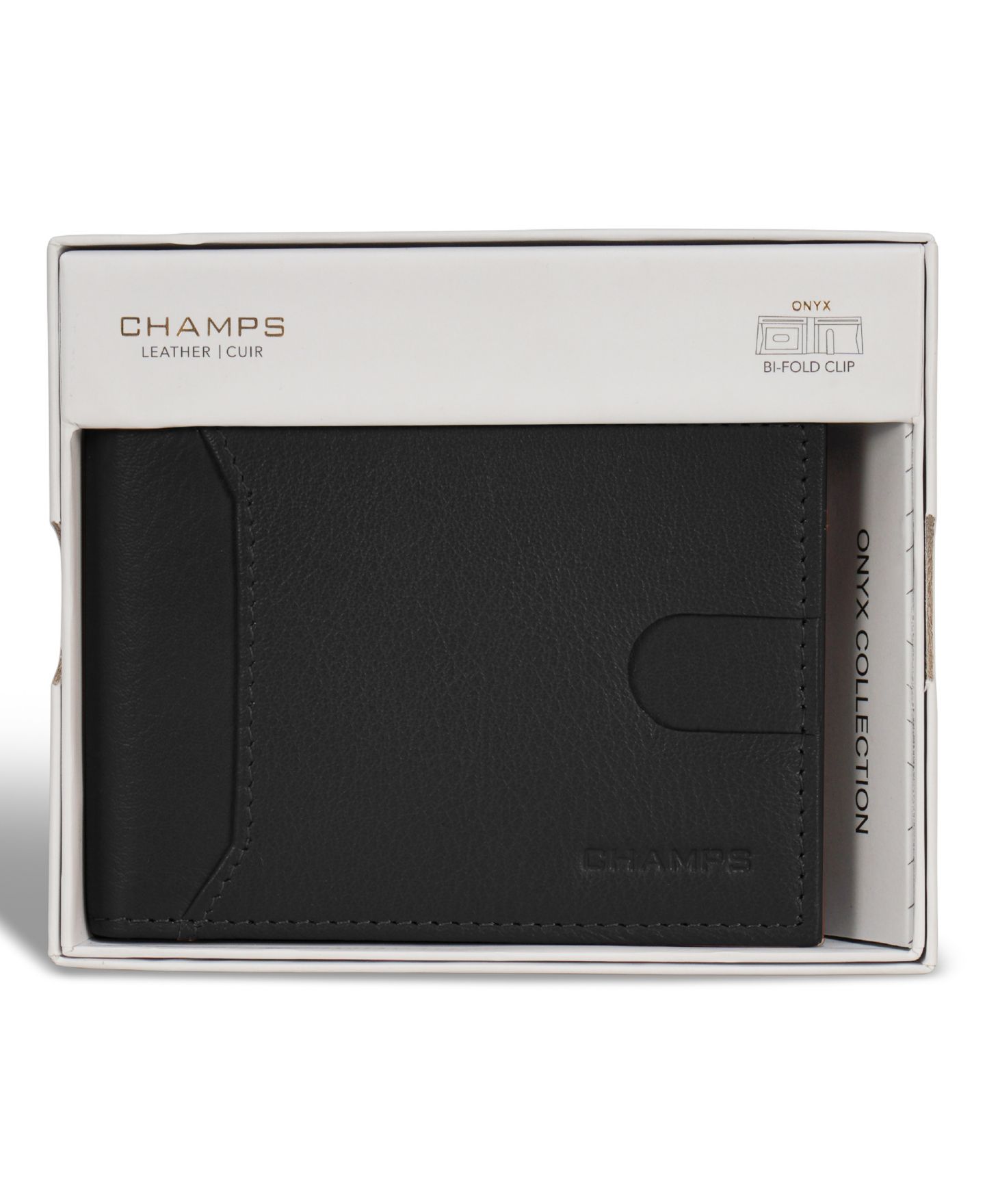 Мужской кошелёк CHAMPS Onyx Collection Leather Bi-Fold Clip Wallet, цвет: Чёрный — фото 5