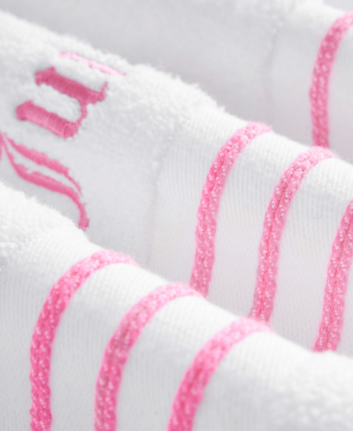 Shop Juicy Couture Neon Border Cotton 6-pc. Bath Towel Set In White,hot Pink