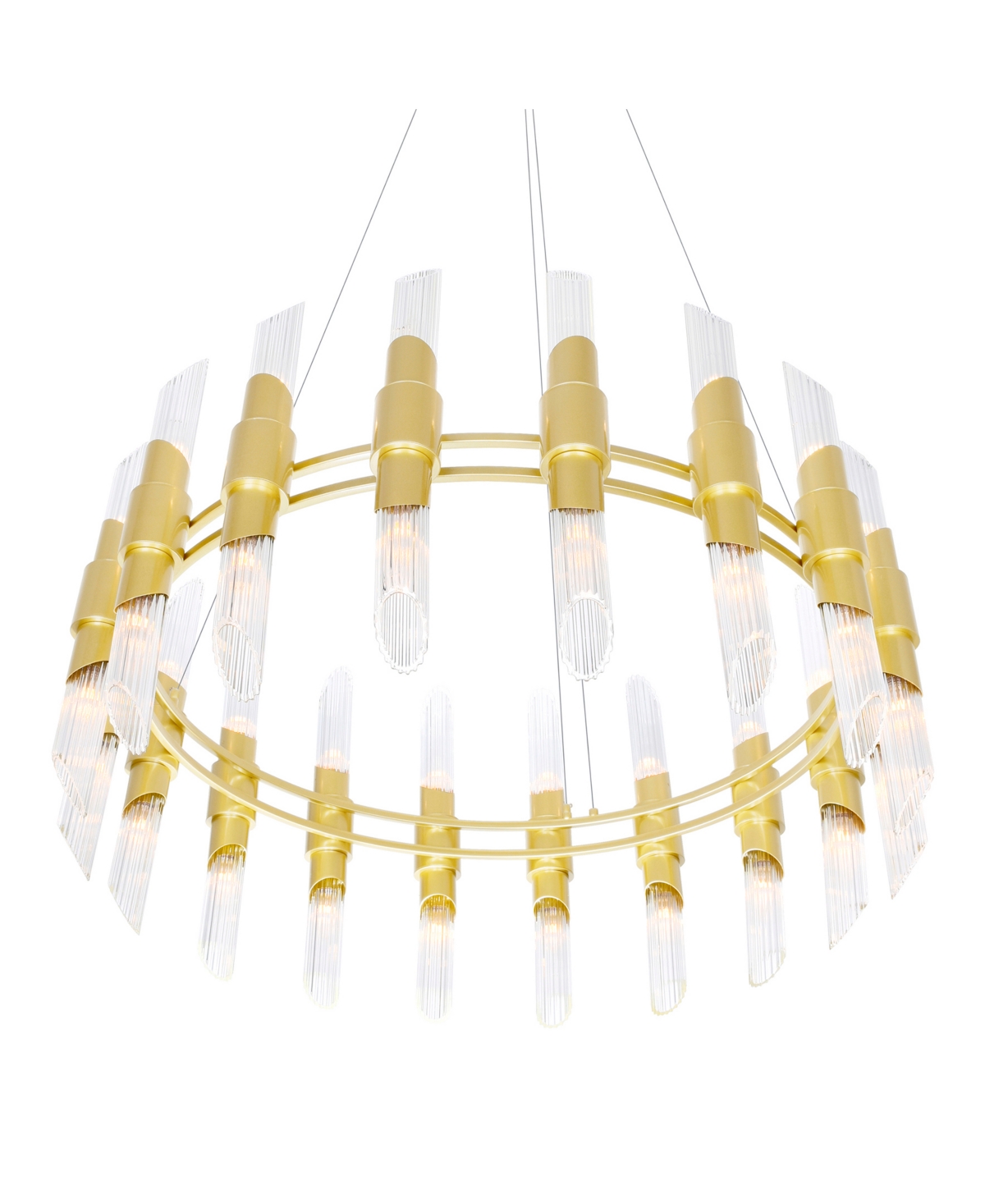 Cwi Lighting 22" Metal Croissant 36 Light Chandelier In Satin Gold