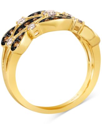 Nude Diamond & Chocolate Diamond Triple Row Openwork Statement Ring (3/4 ct. t.w.) in 14k Gold