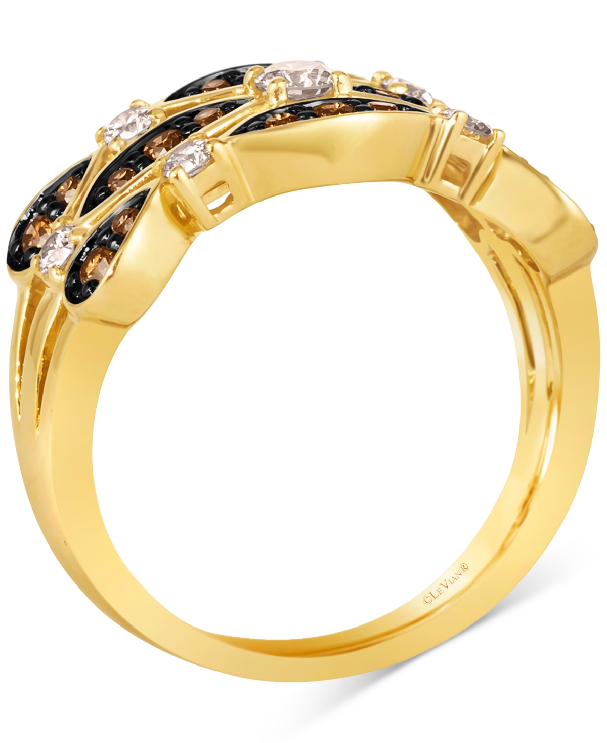 Le Vian Nude Diamond & Chocolate Diamond Triple Row Openwork Statement Ring (3/4 Ct. T.w.) In 14k Gold In 14k Honey Gold Ring