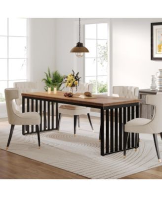 78.74" Long Rectangle Industrial Dining Table for 6-8 Person, Dining Table Wood Kitchen Table with Heavy Duty Metal Frame