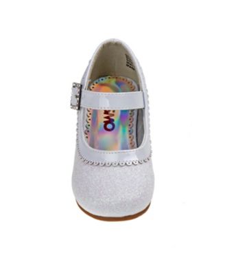 Toddler Dress Glitter Mary Jane Wedding Party Heels Flower Shoes with Hook and Loop Buckle